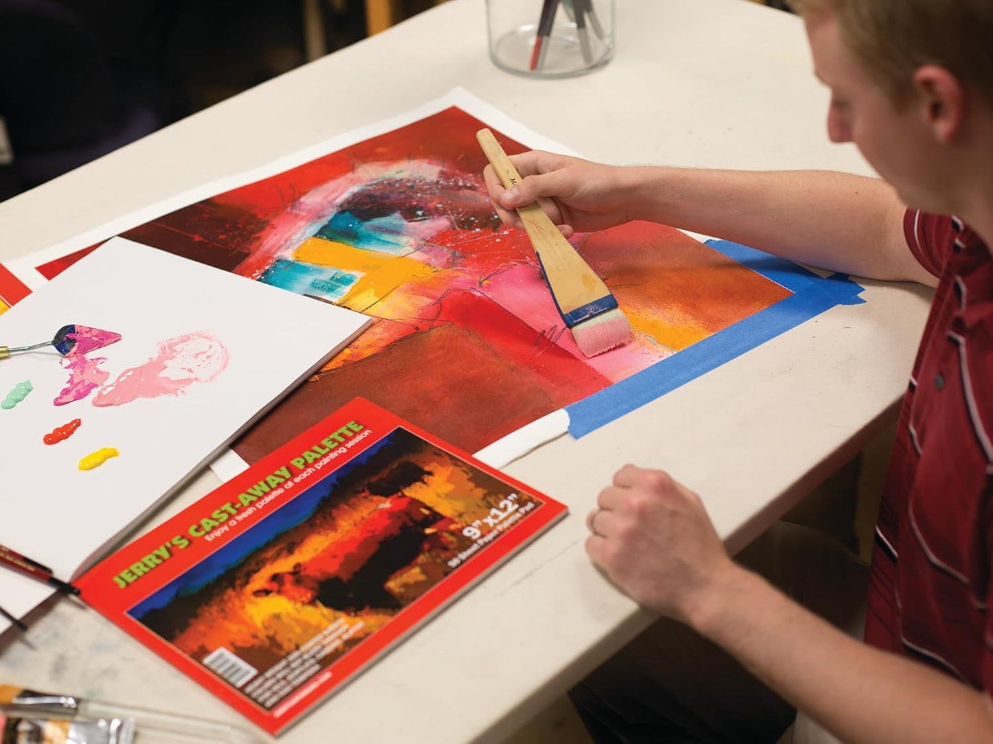 Jerry's Artarama Castaway Disposable Paper Palette Pad,12 x 16, Perfect for Painting, Students, Watercolor Paper, Heavy Coated Sheets for Acrylic and Oil Paint, (50 Sheets)