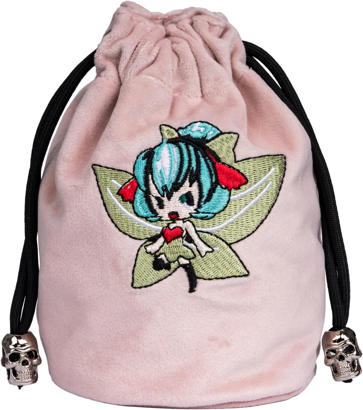 Large DND Dice Bag, Pink Storage Bag with Elf Pattern for D&D Role Playing Games Tabletop Games - Capacity 100+ Polyhedral Dice