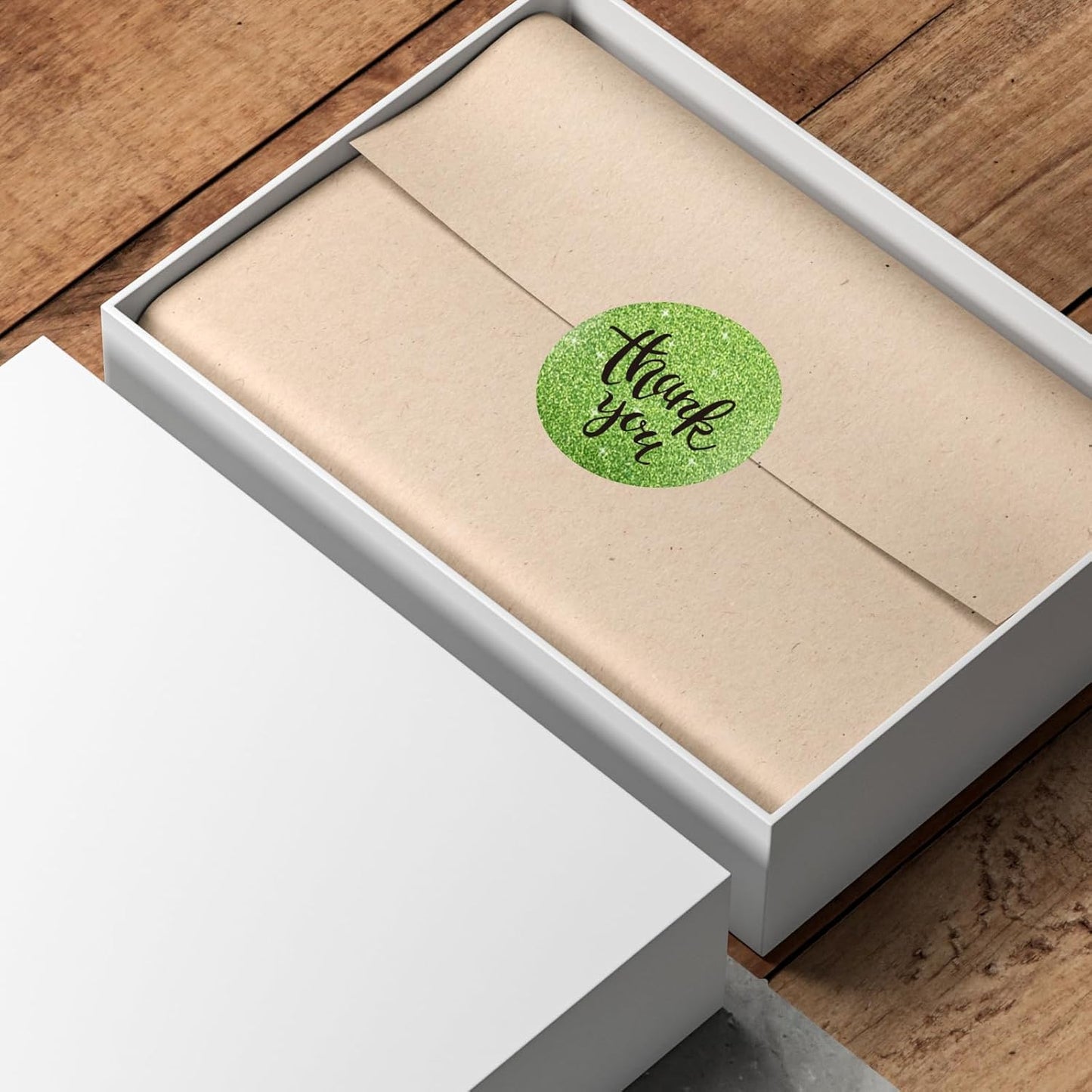 2" Holographic Thermal Label Stickers, Round Direct Thermal Label Stickers, Glitter Thermal Printer Sticker Labels for Gift Wrapping, Self-Adhesive Custom Logo Design-Glitter Green