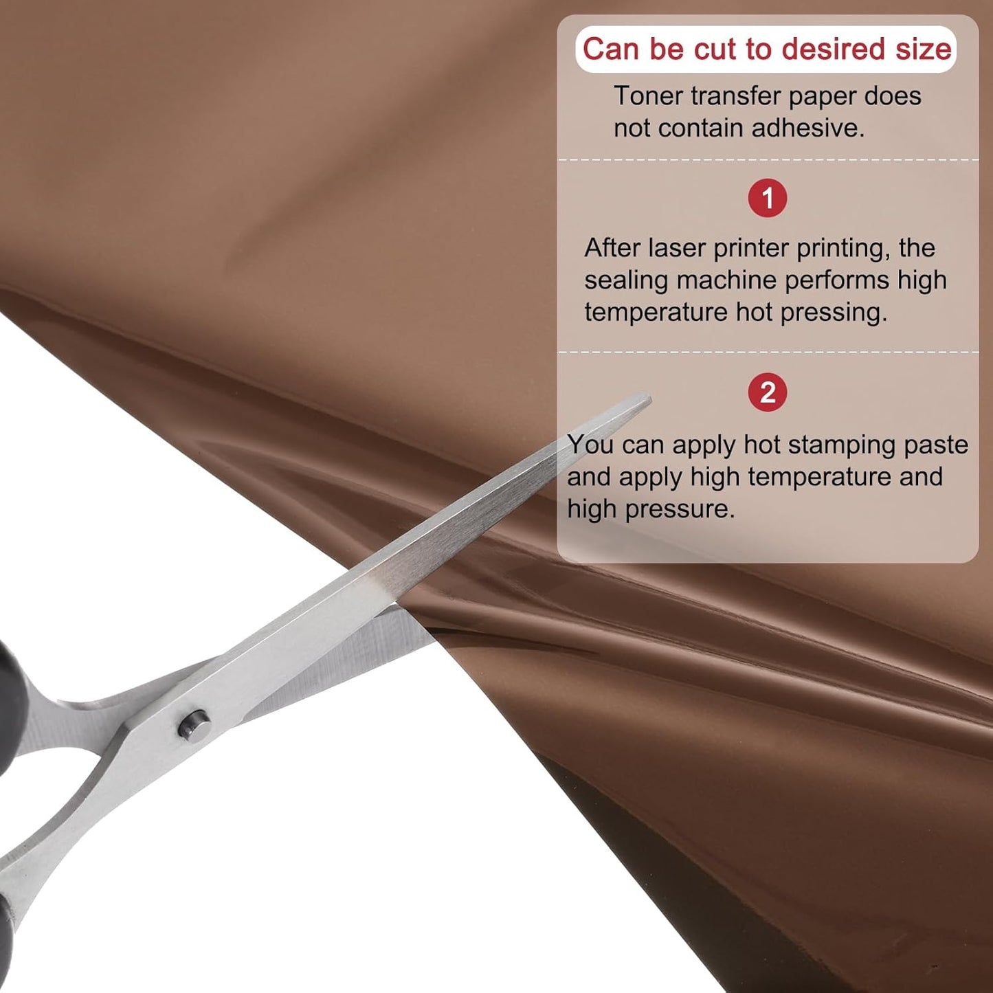 MECCANIXITY 50 Pack Toner Reactive Foil ,Deco Foil Transfer Sheets 8.5"x11" A4 Hot Foil Paper for Laser Printer Scrapbooking Heat Transfer DIY Craft,Coffee