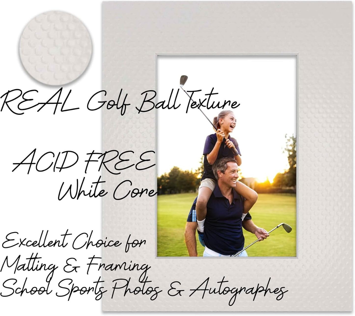 Pack of 25 Acid Free 11x14 Mats Bevel Cut for 8.5x11 Photos - Golf Ball Texture Precut Matboards for Pictures, Photos, Framing - 4-ply Thickness