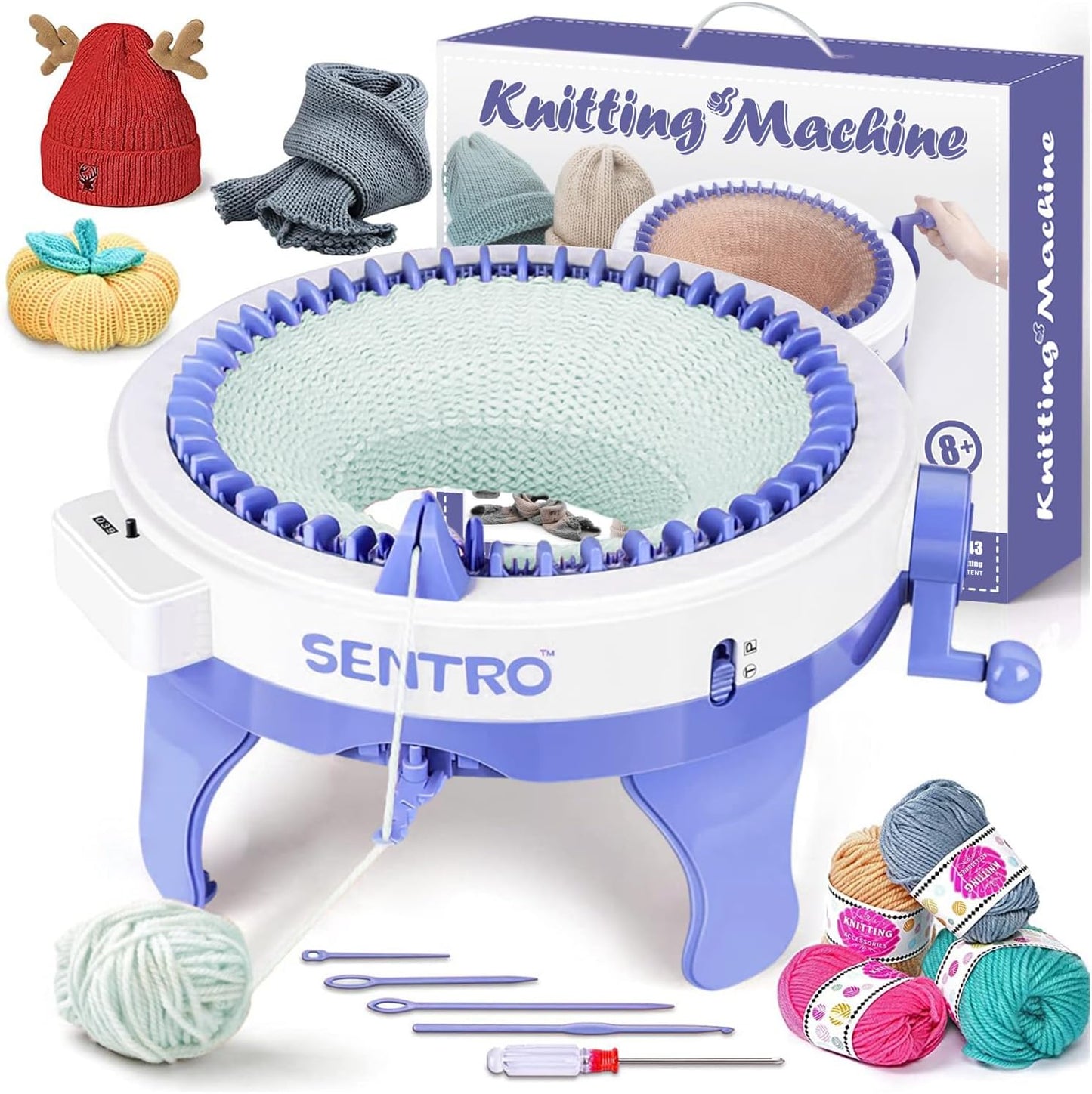 SENTRO 48 Needles Knitting Machines with Row Counter, Smart Knitting Crochet Machine,Weaving Round Loom,Double Knit Loom Machine Kit,DIY Knit Scarf Hat Sock