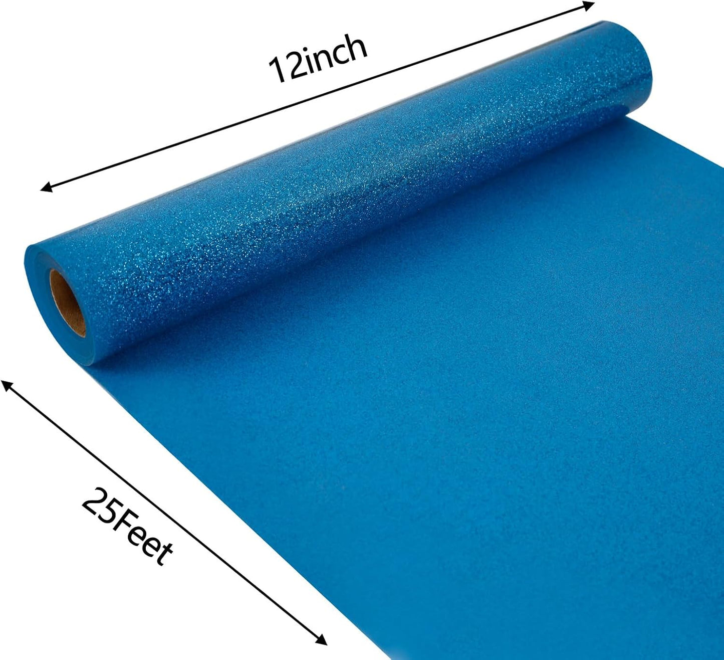 FUNKAKA Glitter Blue HTV Heat Transfer Vinyl Rolls, 12" x 25ft PU Iron on Vinyl for T-Shirt Blue Glitter HTV Vinyl for All Cutter Machines Easy to Cut & Weed for Heat Vinyl Design