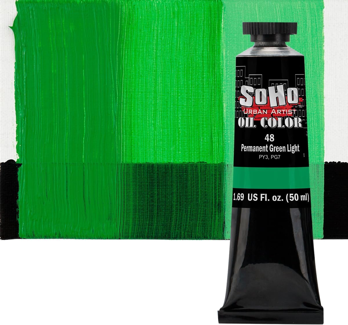 Soho Urban Artist Oil Paint - Permanent Green Light, 50 ml Tube - Best Valued Oil Colors for Painting, Excellent Pigment Load