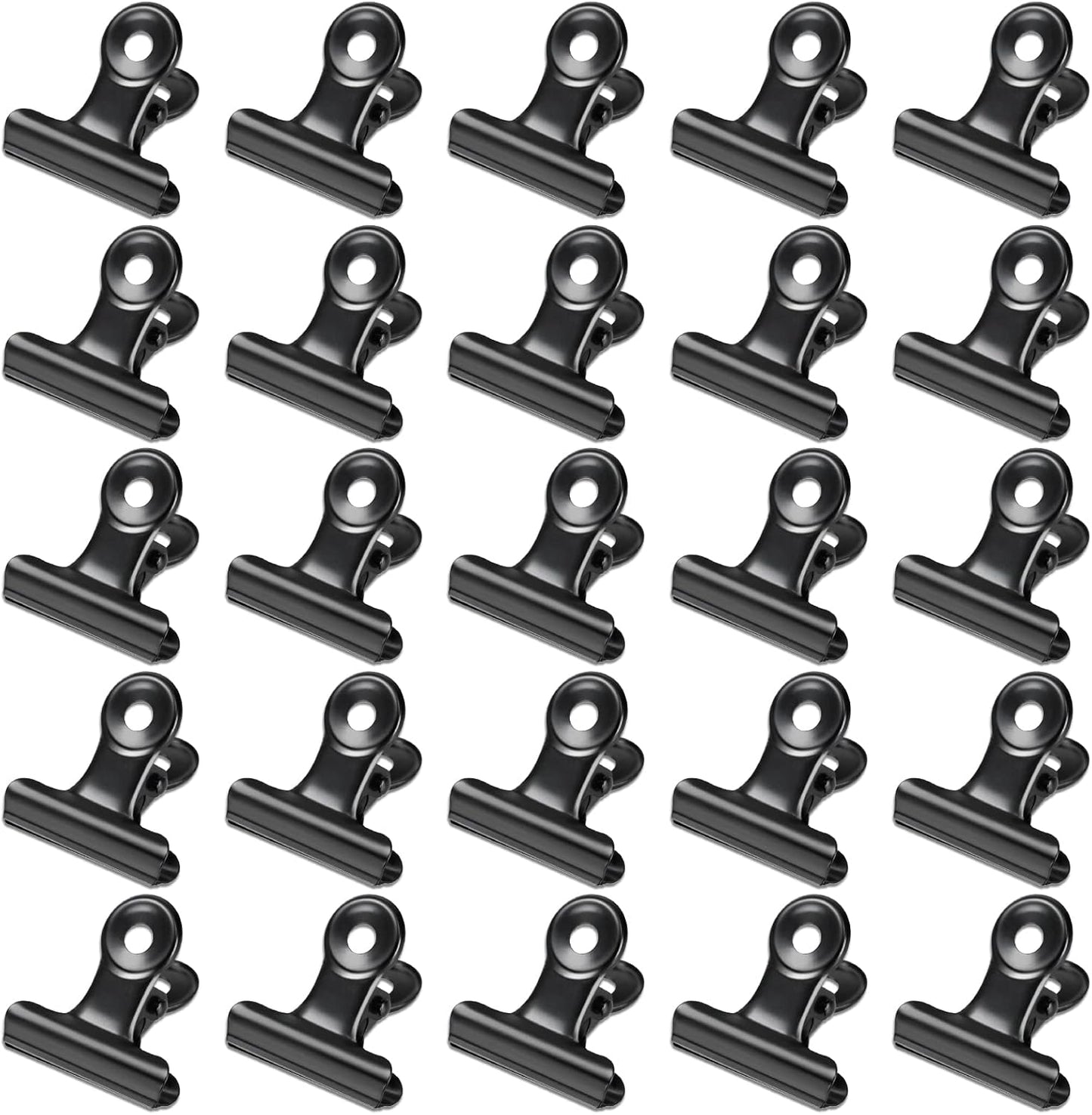 30 Pack Bulldog Clips 0.87 Inch Small Hinge Paper Clips Metal Hinge Clips for Crafts, Food Bags, Drawings, Photos at Home Kitchen & Office Usage, Black, 22mm