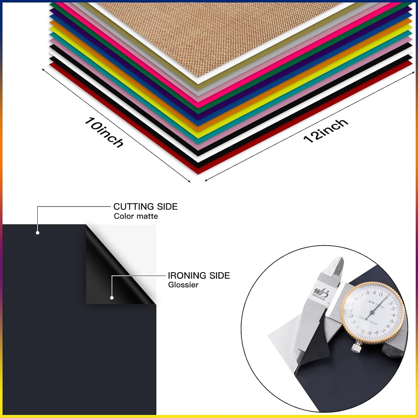 HTVRONT Gold HTV Heat Transfer Vinyl Bundle: 36 Pack 12" x 10" Iron on Vinyl for T-Shirt, Heat Transfer Vinyl Compatible with Cricut Cutting Machine, Silhouette Cameo or Heat Press Machine