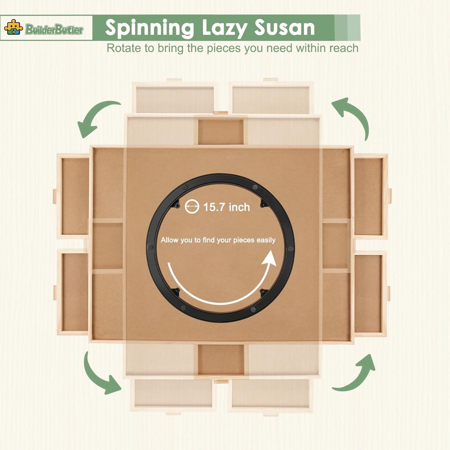 1500 Pieces Rotating Puzzle Board with 6 Drawers,34.25"x25.2" Portable Wooden Jigsaw Puzzle Table with Lazy Susan Spinning Cover