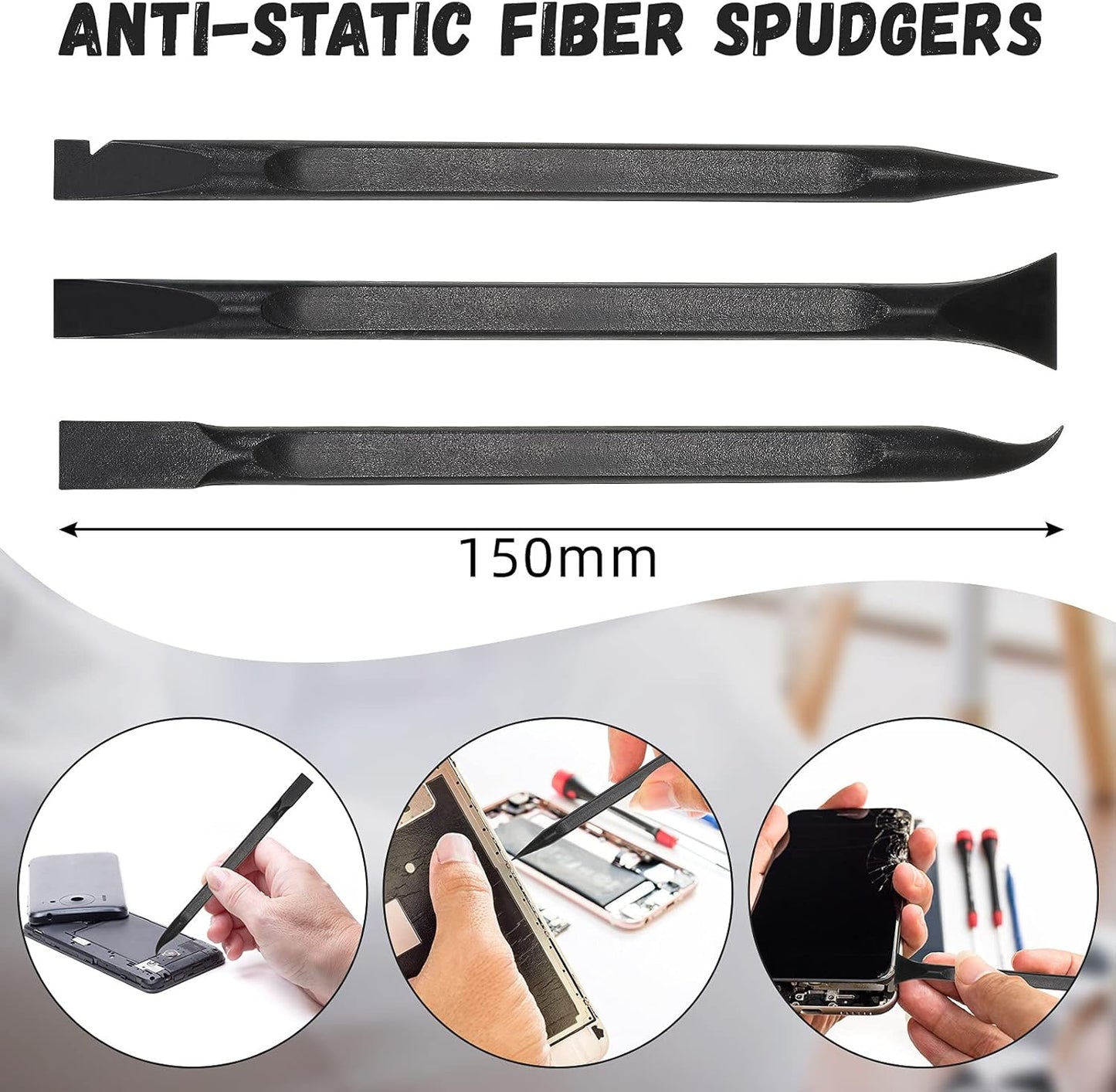 Minatee 18 Pieces Non-scratch Plastic Scraper Tool Multi-purpose Carbon Fiber Pen-shaped Plastic Scraper for Cleaning Small and Narrow Space(Black)