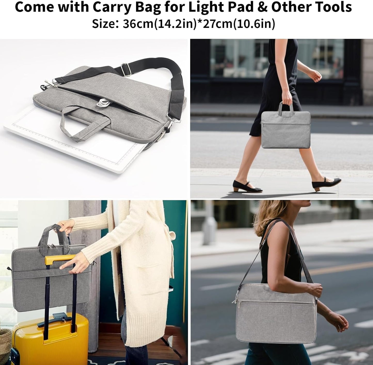 TOHETO Rechargeable A4 Light Board with Stand, Bag, Super Bright Magnetic Light Pad with Side Buttons, Wireless Light Box for Tracing and Drawing, Cordless Light Table for Diamond Painting, Sketching