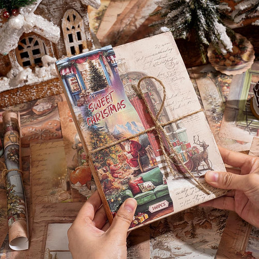 160 sheets of Christmas scrapbook paper, journaling scrapbook supplies craft collage paper set, junk journal bullet journal poster room decor for card making decorative gifts
