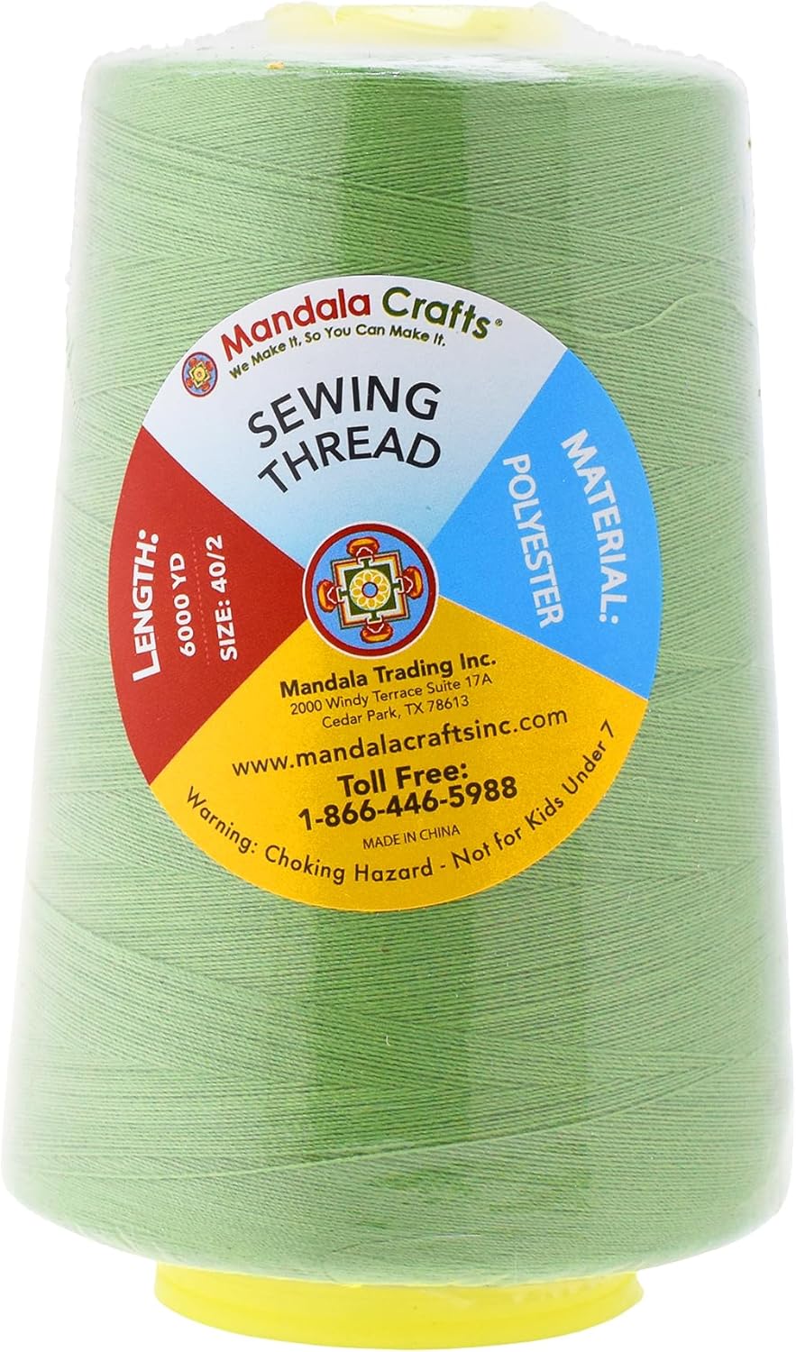 Mandala Crafts 4 Pack of Serger Threads Cones Spools - 40S/2 24000 Yards Polyester Sage Green Threads for Sergers Machine and Overlock Quilting Sewing Machine