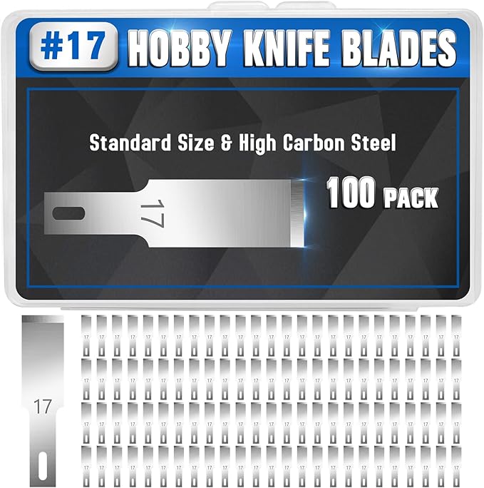DIYSELF 100 Pack Exacto Knife Replacement Blades #17, Hobby Knife Replacement Blade, Exacto Blades for Chiseling, Scrapbooking, Stencil, High Carbon Steel, Sharp Precision Craft Knives Blade (#17)