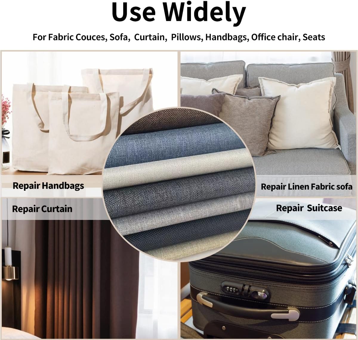 Fabric Repair Patches, 17X158 Inch Linen Repair Tape Self-Adhesive Fabric Patches Durable, DIY Large Linen Tape for Sofa, Couches, Furniture, Chair, Clothing （17X158 Inch, Brown）