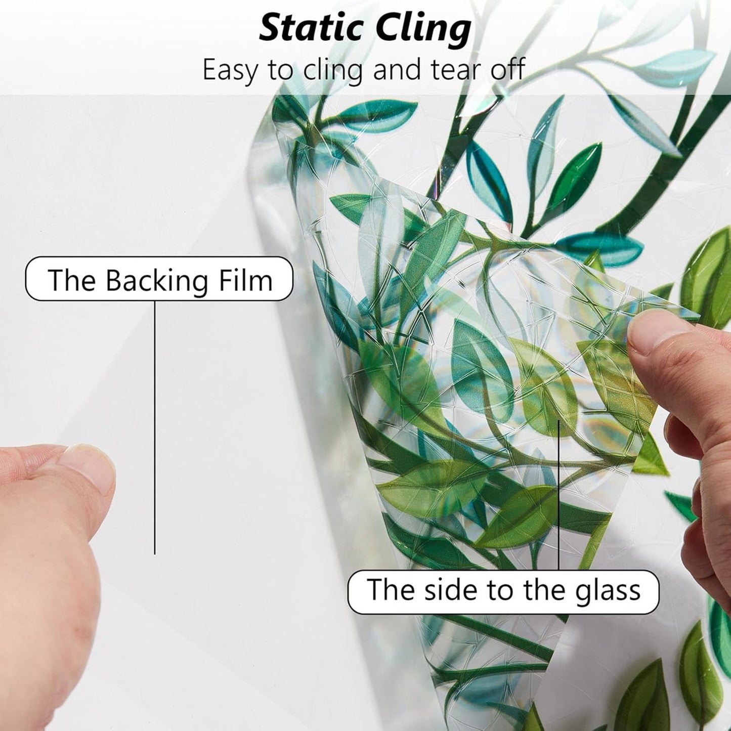 Finnez Window Privacy Film 3D Static Cling Window Film, No Glue Heat Control & 96% UV Blocking for Home Office, Decorative Frosted Glass Cover 35.4 Inch x 6.5 Feet