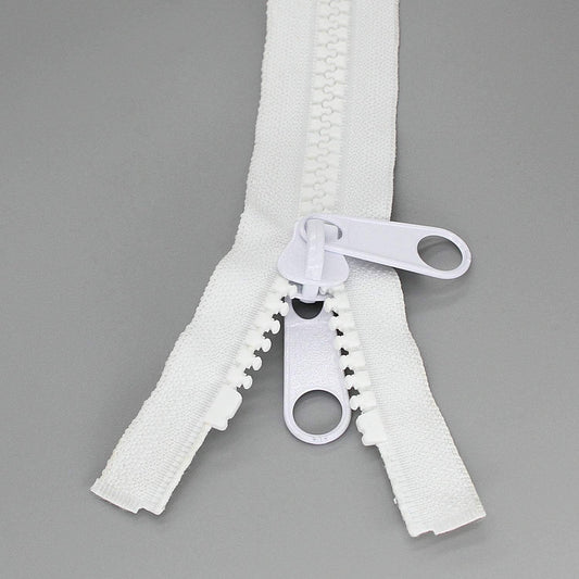 Leekayer 2PCS #10 24 Inch Heavy Duty Zippers for Sewing Separating Large Plastic Zippers White Tape with Double Pull Tab Slider, Sleeping Bag, Boat, Canvas, Cover, Trampoline, Dog Bed,Tent (24" 2pcs)
