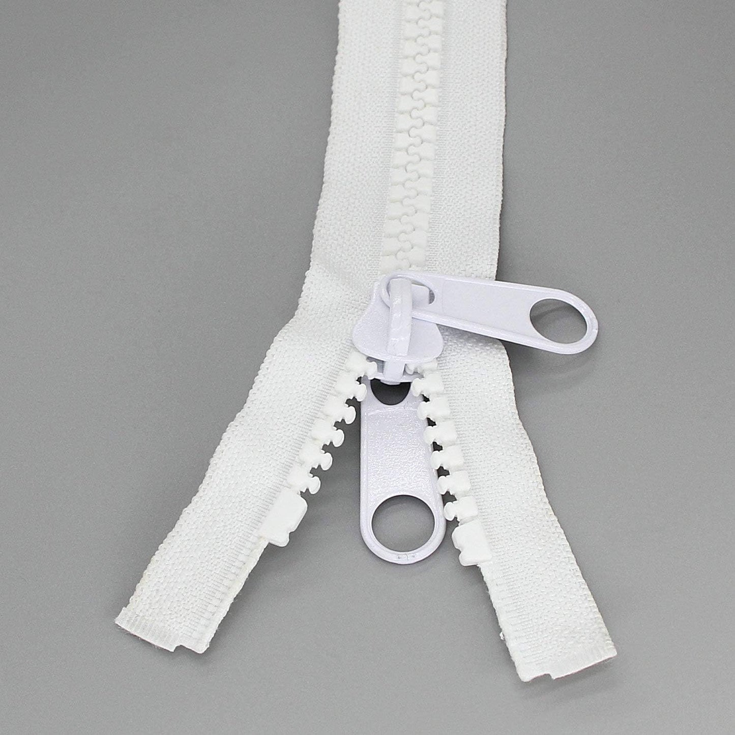 Leekayer 1PCS #10 84 Inch Heavy Duty Zippers for Sewing Separating Large Plastic Zippers White Tape with Double Pull Tab Slider, Sleeping Bag, Boat, Canvas, Cover, Trampoline, Dog Bed,Tent 213cm