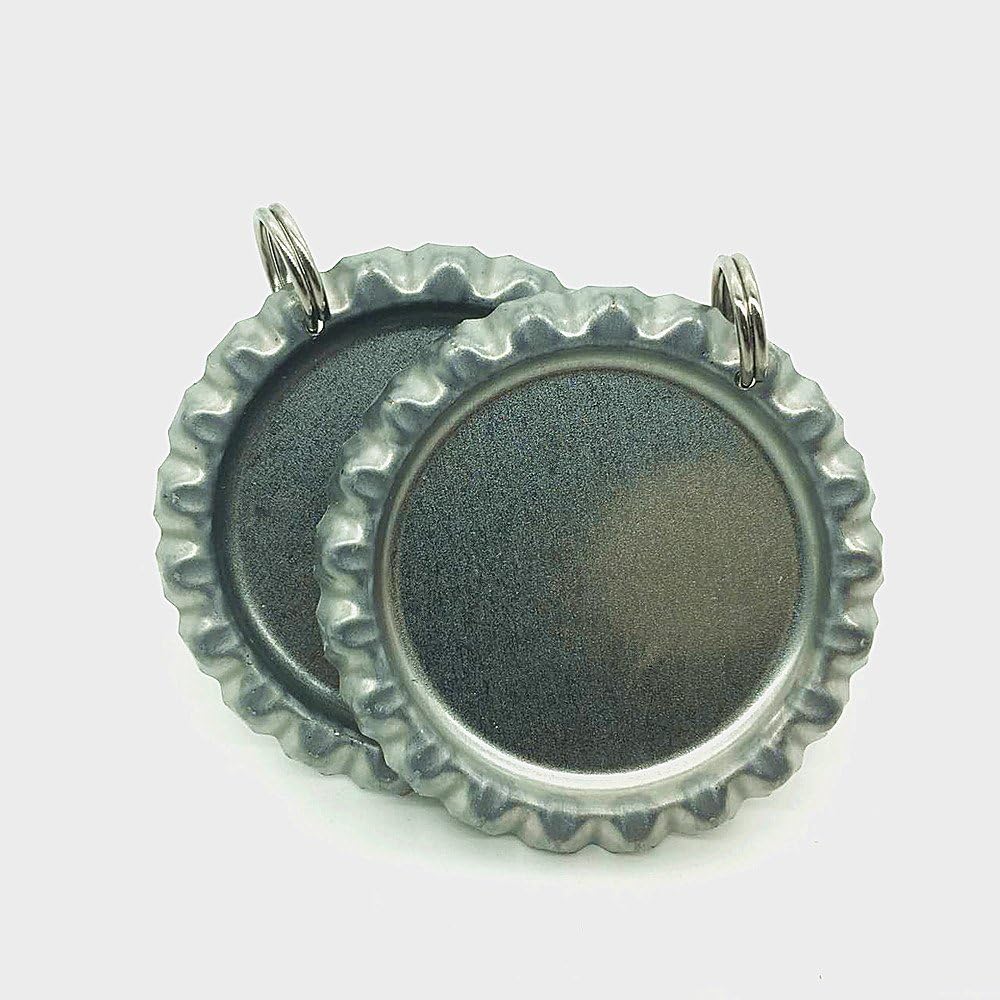 Silver Color Flat Bottle Caps with Holes and Rings – 1 Inch Aluminum Bottle Cap Pendants for DIY Jewelry, Crafts, Keychains – 100 PCS