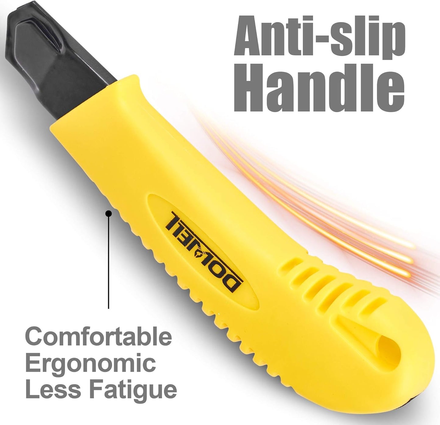 DOWELL Box Cutter Utility Knife Retractable Snap Off Blades Hobby Knife 3 Pack for Cutting Cardboard Boxes Leather (Yellow)