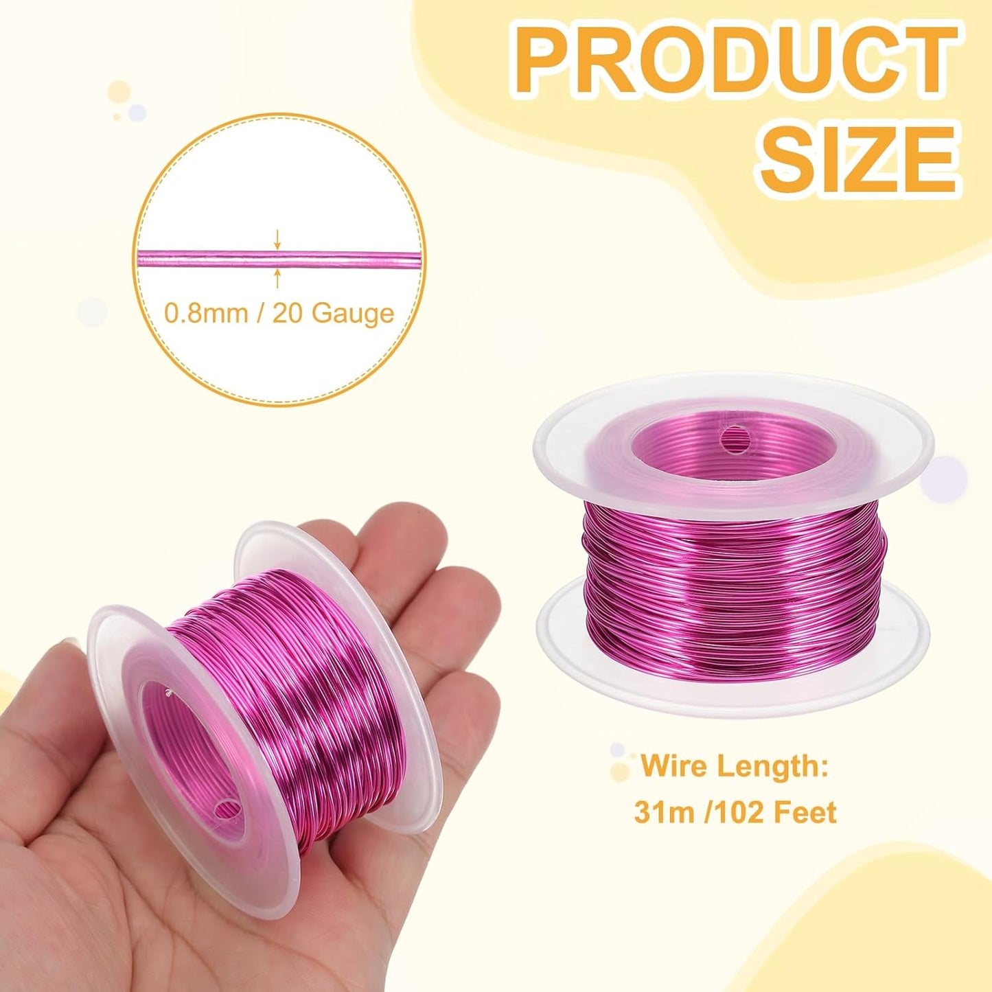 uxcell 20 Gauge / 0.8mm Anodized Aluminum Wire for Jewelry Craft Making, 102 Feet Bendable Flexible Wire for DIY Home Decor Gardening Sculpture, Rose Red