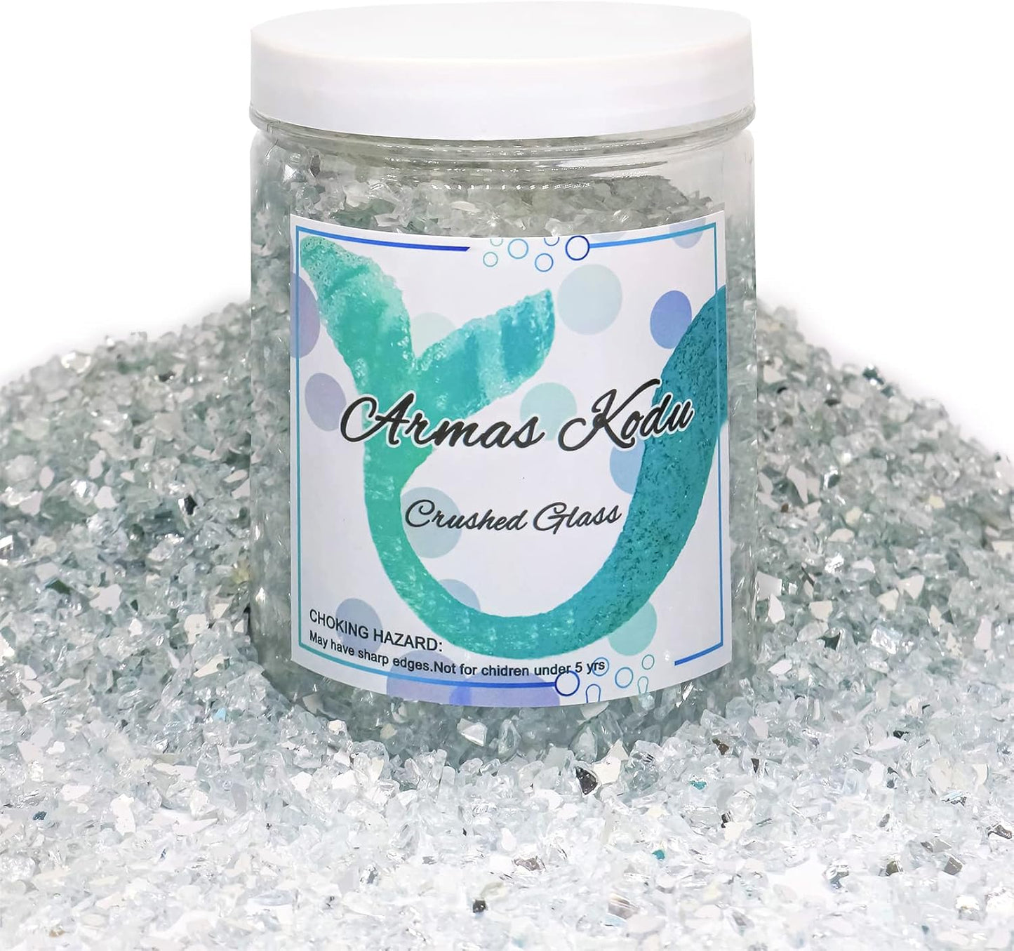 Crushed Glass for Resin Art - 3-6mm White-Backing Mirror, 1.5lb | Broken Glass Pieces for Crafts, Vase Filler & Fire Pit Media | Decorative Stones