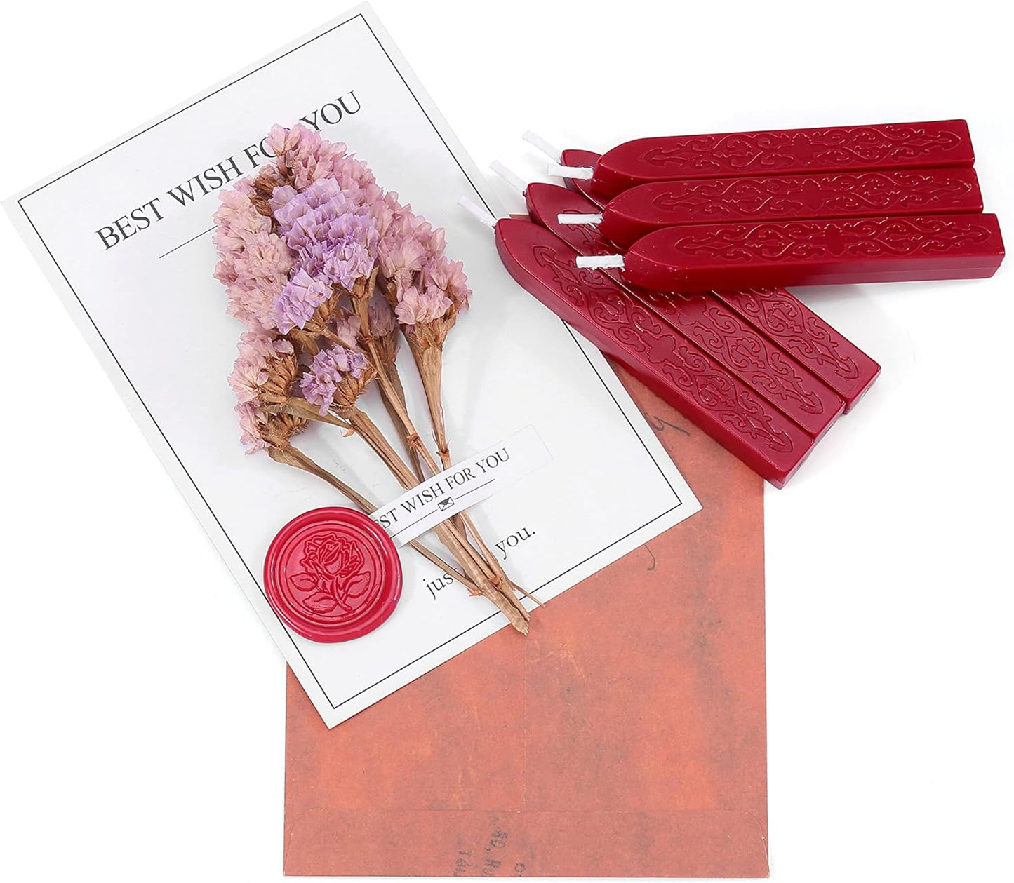Yoption 12 Pcs Sealing Wax Sticks with Wicks, Antique Wine Red Dark Gold Totem Fire Manuscript Seal Wax for Wax Seal Stamp