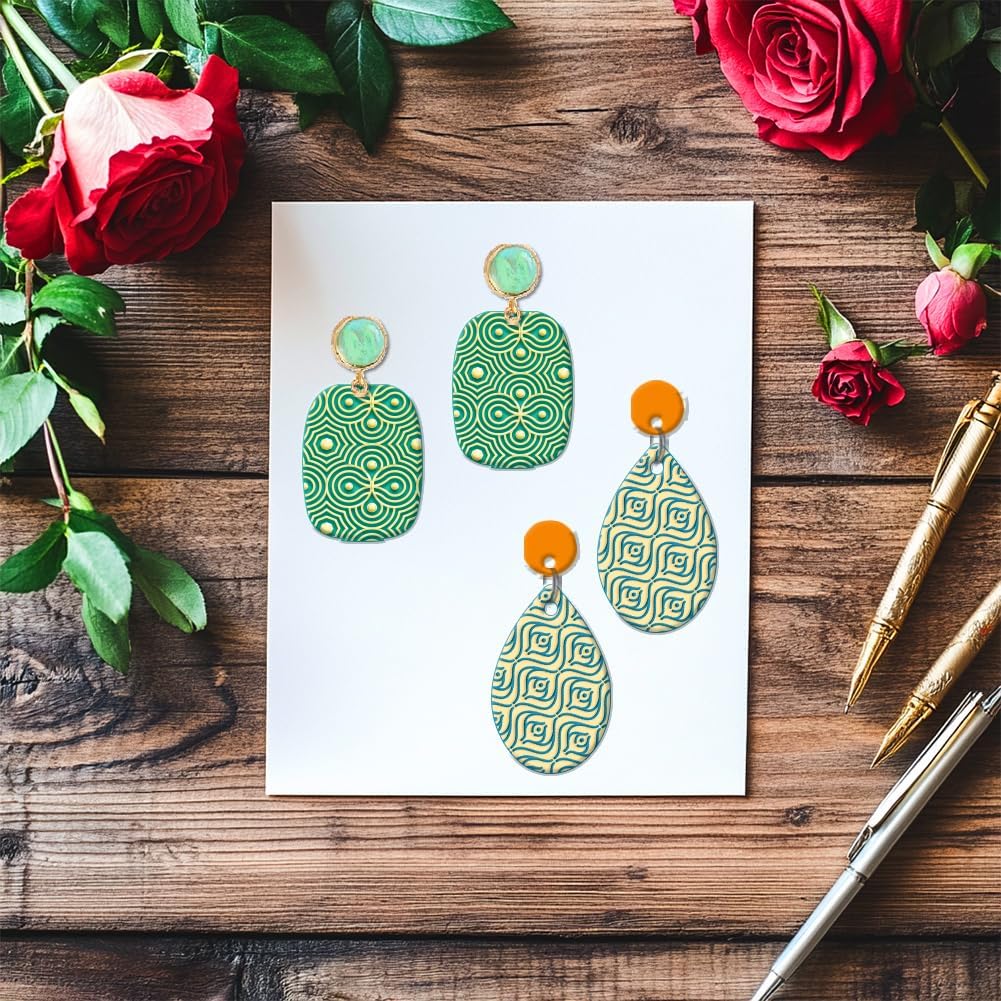 CHGCRAFT 16 Sheets Artistic Flowers Clay Texture Mat Geometric Pattern Polymer Clay Texture Sheets DIY Tools for Pottery Earring Jewelry Making Stamp Engraving Machines, 4x2.6inch