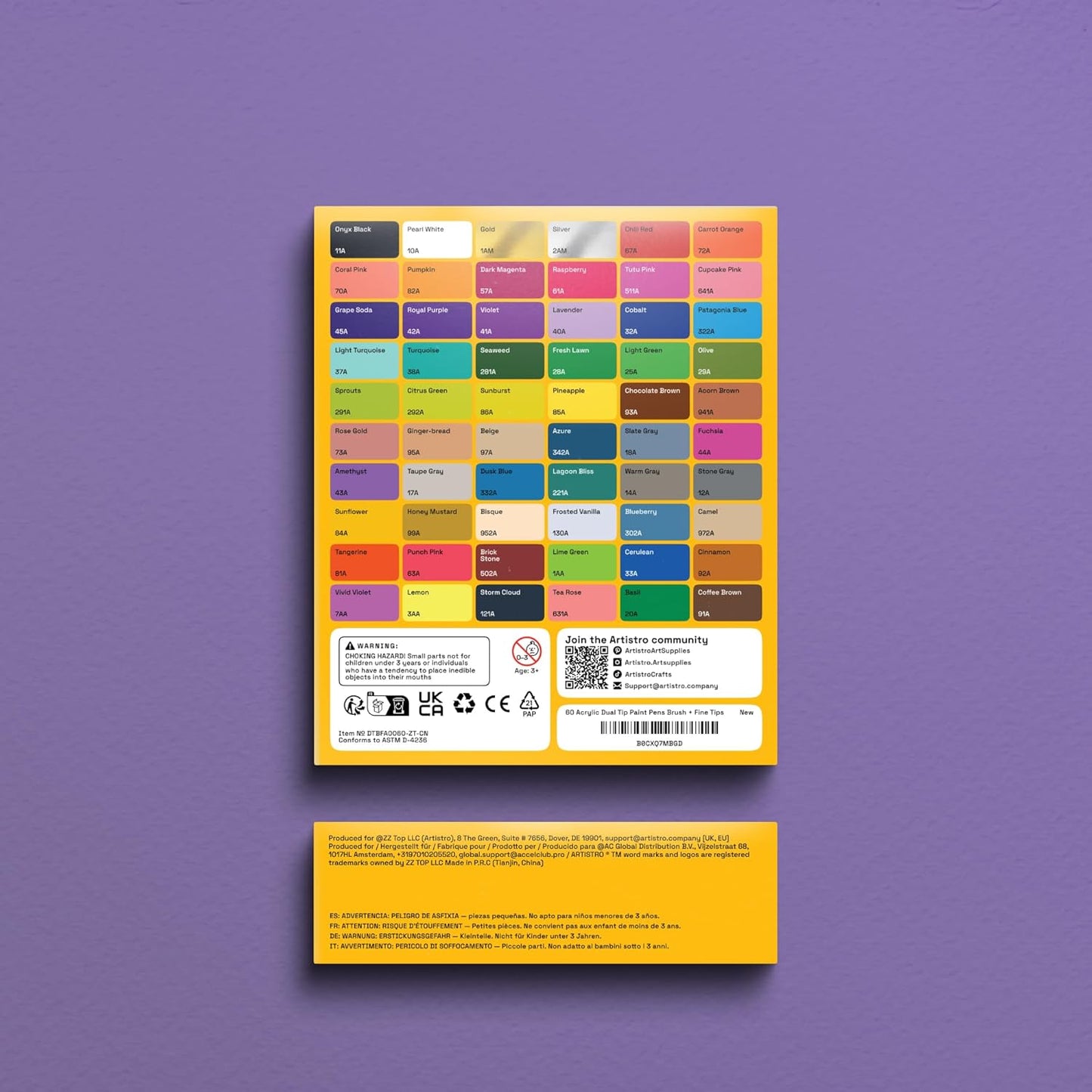 ARTISTRO 60 Dual Tip Brush + Fine Acrylic Paint Markers - Easy for All Ages & Levels Paint Pens for Fabric, Rock, Glass, DIY - Halloween Pumpkin Painting Kit, Art Supplies, Christmas Gift