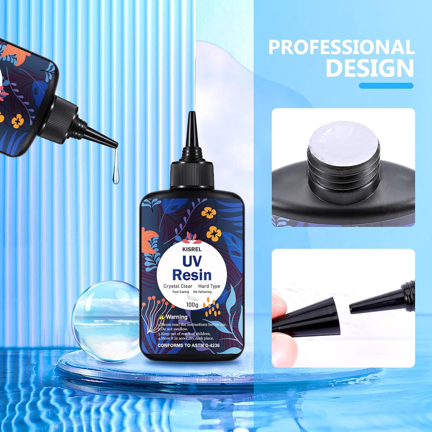 KISREL UV Resin 500g - Upgraded UV Resin Kit, Hard Type Crystal Clear Ultraviolet Curing UV Epoxy Resin for Craft Jewelry Makin