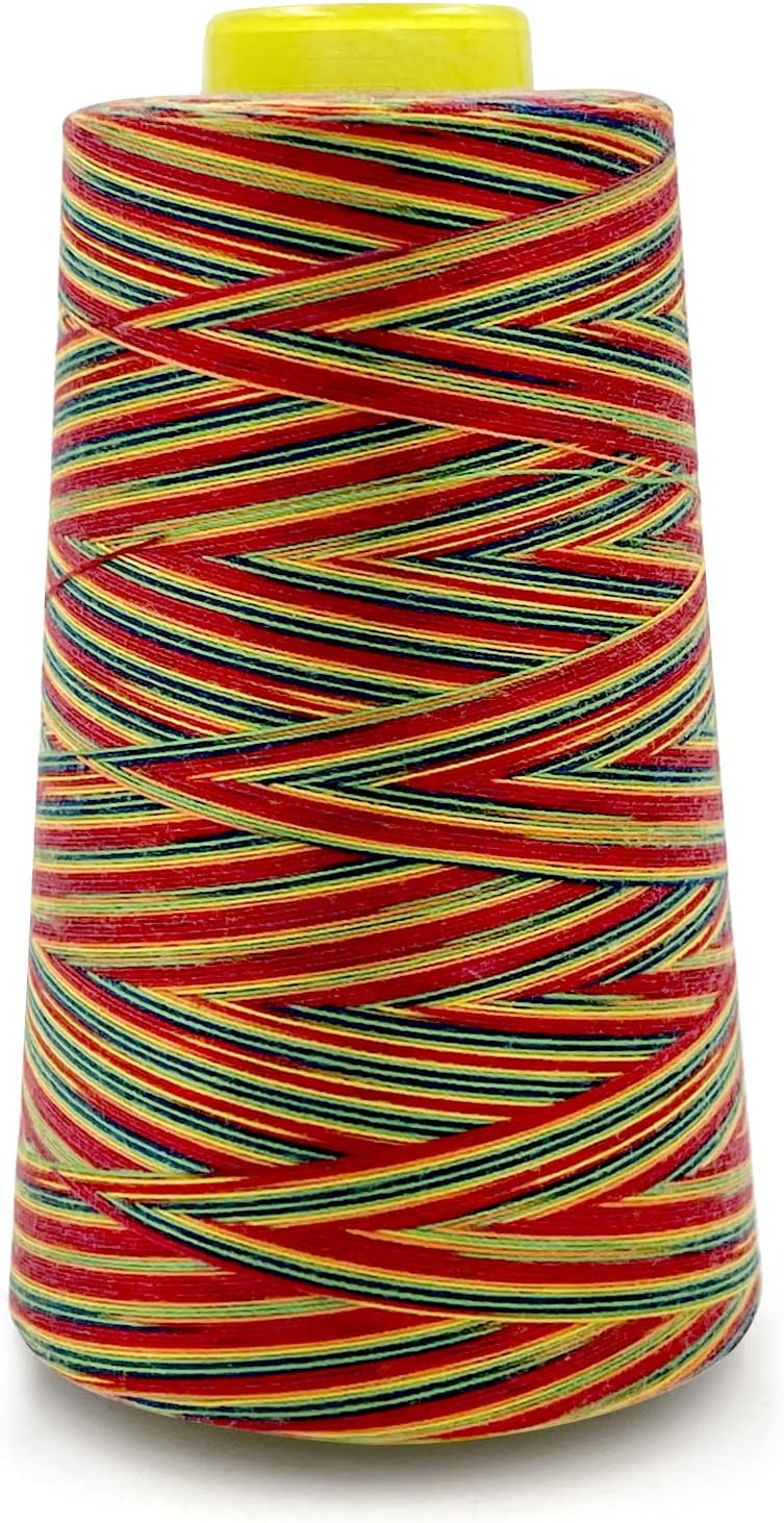 Tortoise 4 Cones of 3000 Yards Each Spool Thread for All Purpose, Serger, Overlock, Quilting, Sewing Machine - 40S/2 Rainbow-1