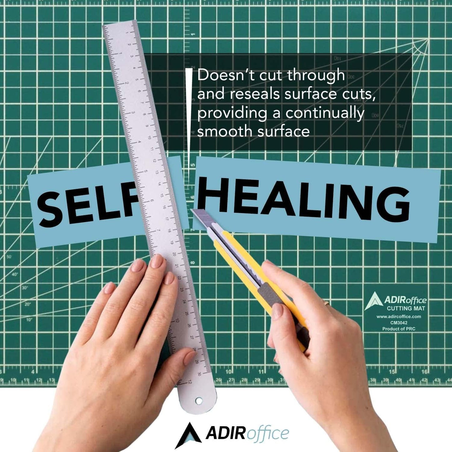 Adir Self Healing Cutting Mat - 18x24 Inches Sew Cutting Mat and Quilt Cutting Mat with 5 Layers, Double Sided Cutting Mat for Crafts - Reversible Non-Slip Cutting Pad with Grid