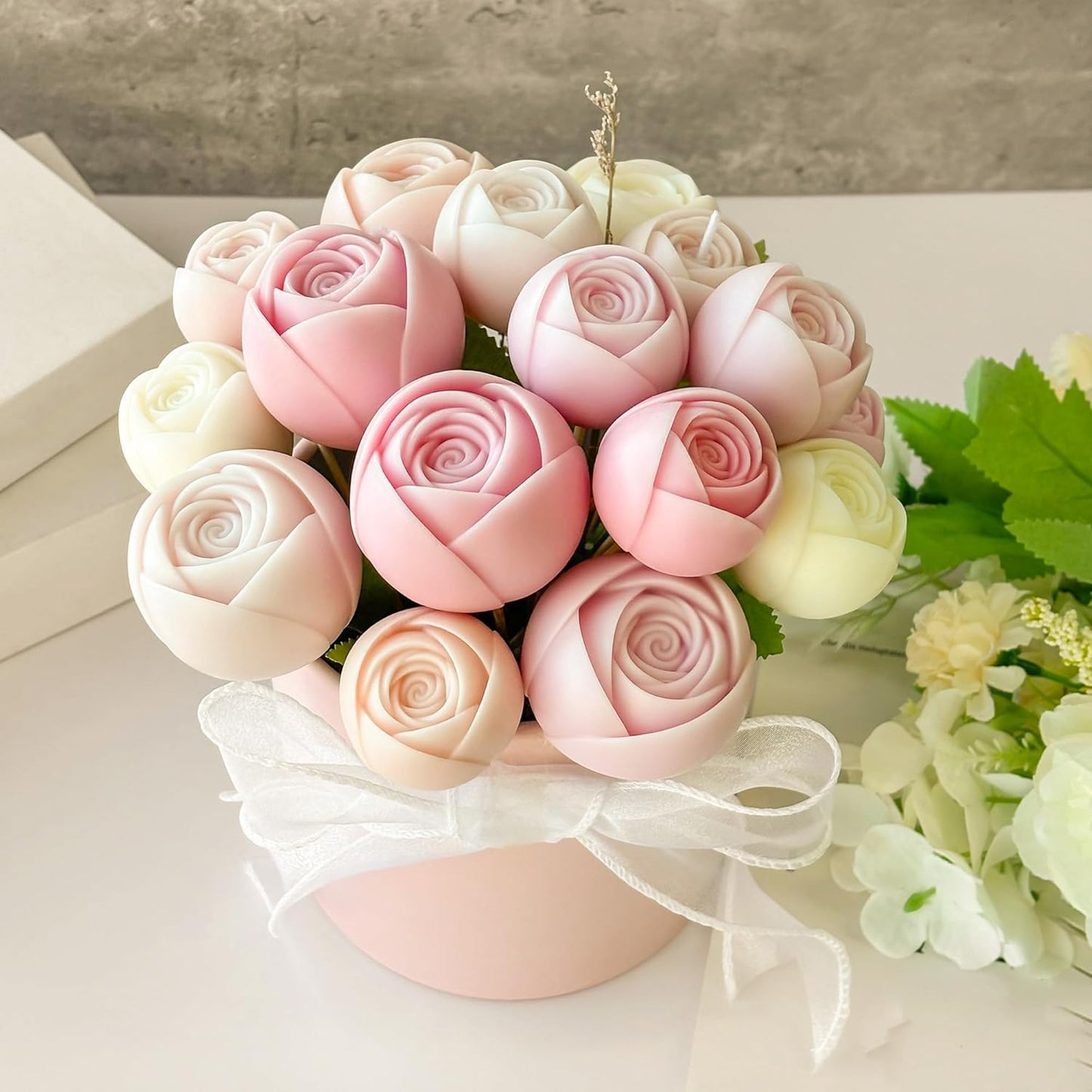 2 Pack Flower Succulent Candle Mold - Rose Flower - Resin Casting Silicone Molds for Home Decor & Candle Making Wave Spiral Mold