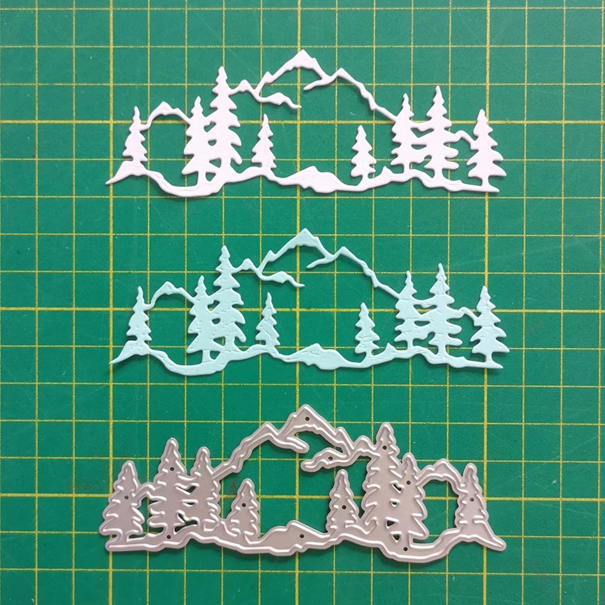 Cutting Dies for Card Making, Metal Scrapbooking Die-Cuts, DIY Bckground Frame Crafts Embossing Stencil, Paper Template Mold/Photo Album Arts Tool (Forest Snow Mountain-10.9x4.2cm)