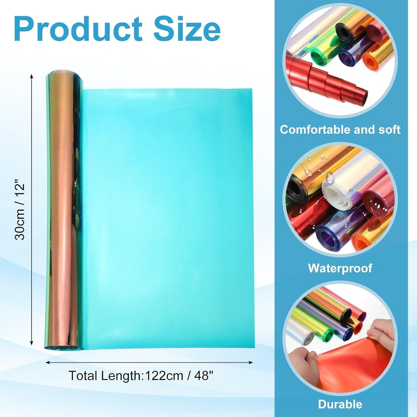 MECCANIXITY Holographic Clear PVC Vinyl Film Holographic PVC Fabric Waterproof Dichroic Film 12 x 48 Inch for Handbags Bows Earrings DIY Craft,Laser Dark Green