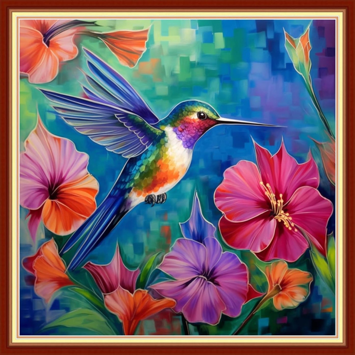 Magxvouy Cross Stitch Kits Stamped Full Range of Embroidery Kits,Cross Stitch Patterns Needlework Kits for Beginners 11CT Printed Kits&Hummingbirds 18x18 inch