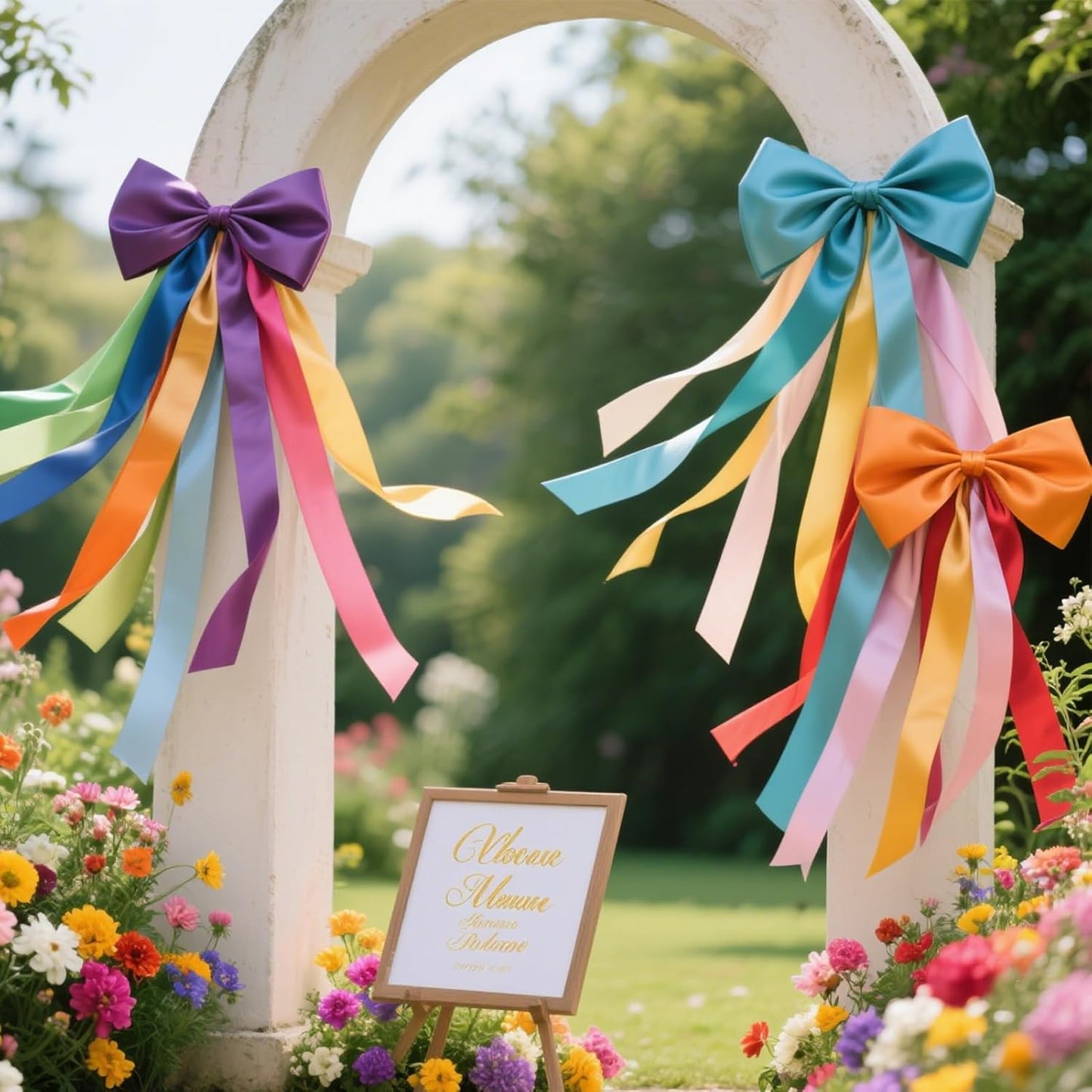 Satin Ribbon 1 Inch Pack,“Morning Meadow Set” 50 Yards Double Faced 10 Nature Colored Ribbon Bulk for Gift Wrapping, Crafts, Flower Bouquet, Easter, Wedding, Party, Hair & Bows