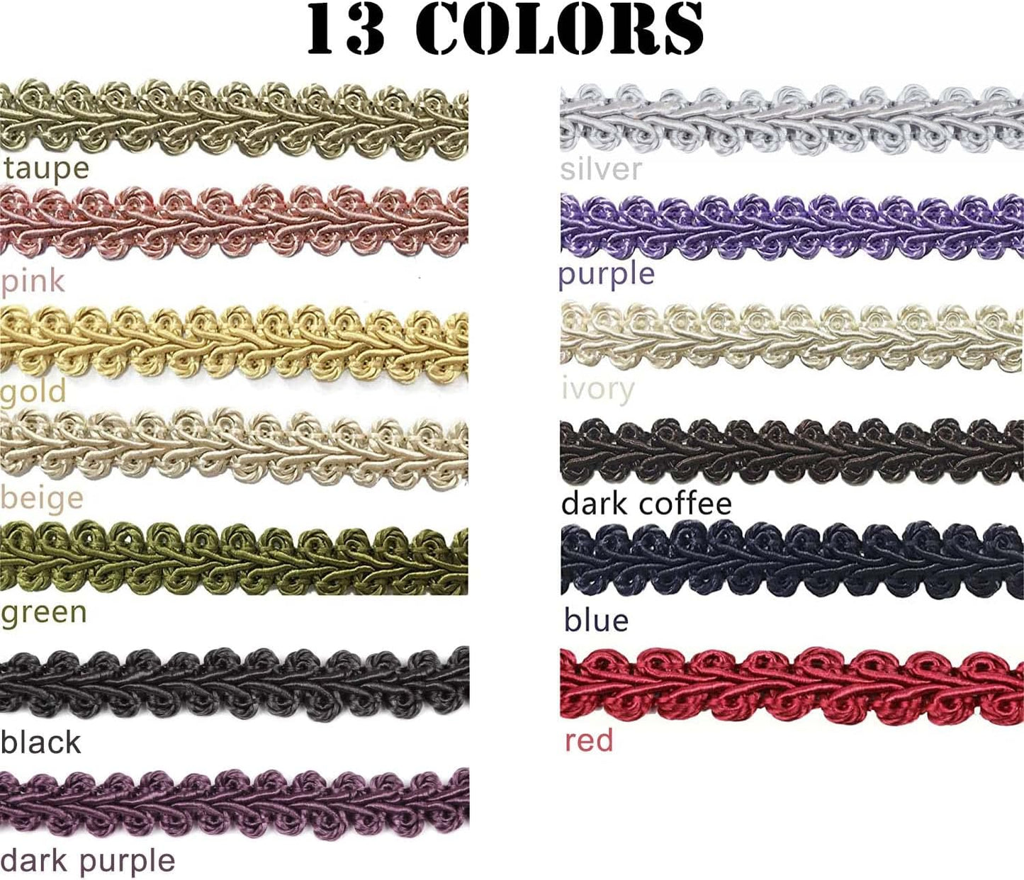 BEL AVENIR Braid Trim 1/2 inch 13.6 Yards French Gimp Basic Sewing Polyester DIY Crafts Costume Home Decorative (Sliver)