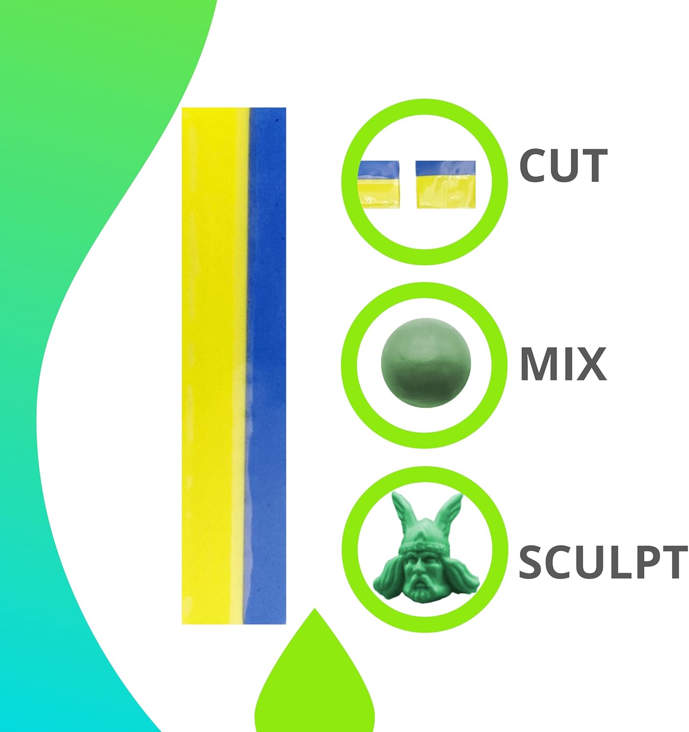 Green Stuff Putty - 12 Inches - Epoxy Putty for Miniatures, Sculpting, and Modeling - Original Kneadatite Greenstuff