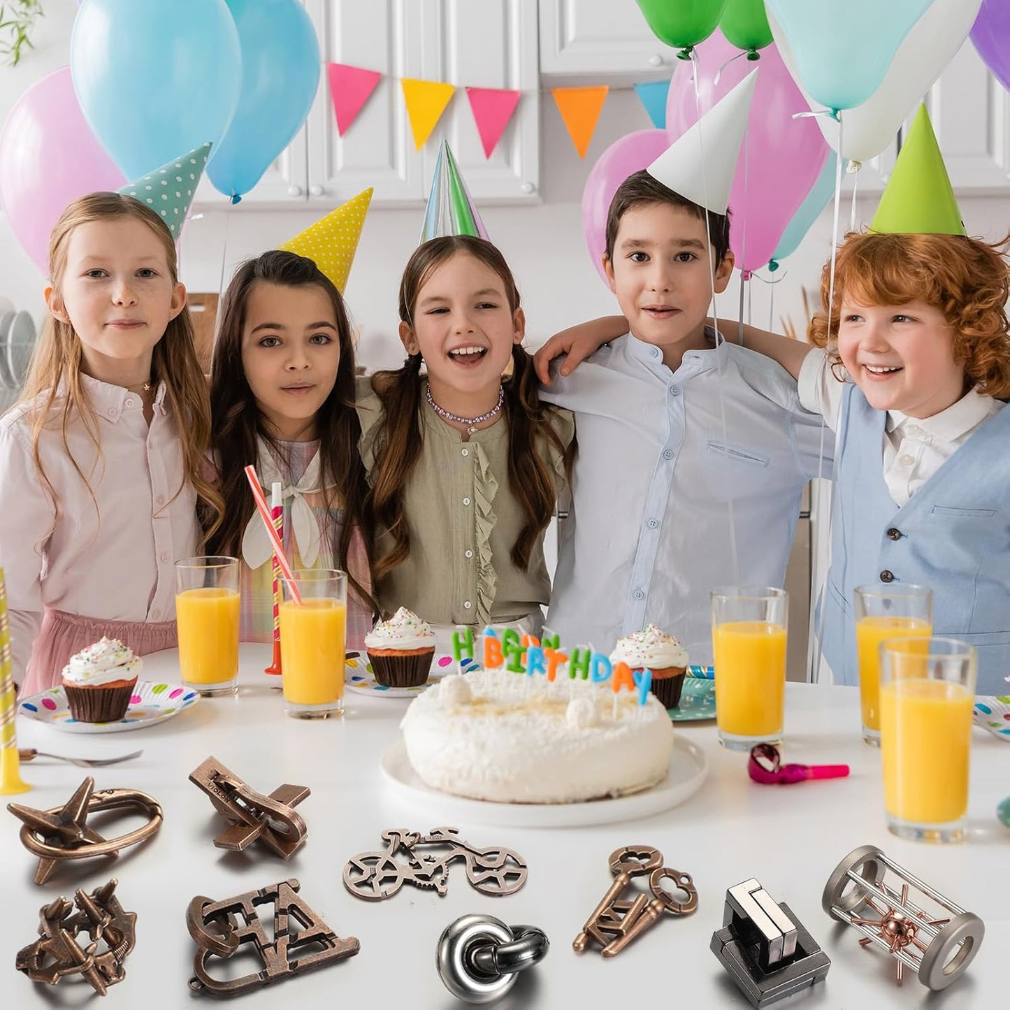 Wettarn 9 Pcs Metal Brain Teaser Puzzles Teaser 3D Steel Puzzle for Adults Unlock Interlocking Games IQ Education Smart Logic Test Toys for Adults Mind Challenge(Exquisite Style)