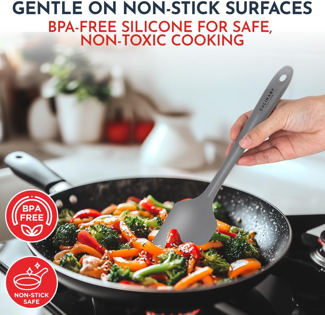 Culinary Couture 4-Piece Grey Baking Spatula Set - Rubber Spatulas Silicone Heat Resistant, BPA-Free - Spatula Set for Nonstick Cookware - Silicone Baking Utensils