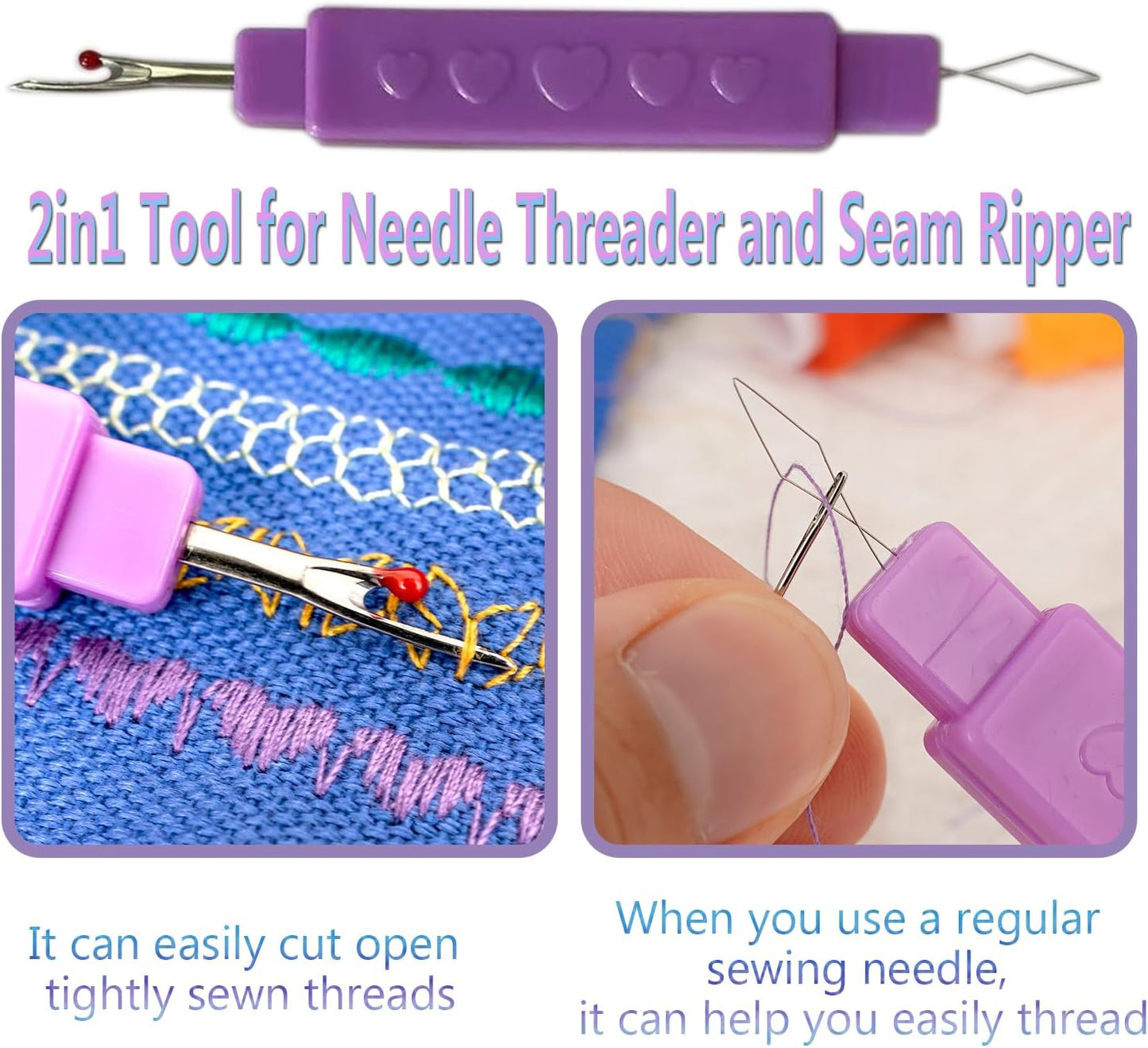 Connimonet Hand Quilting Thread,Needle and Thread Kit for Sewing,30 Colors,250 Yards Each,with Self Threading Sewing Needles and 2in1 Tool for Needle Threader and Seam Ripper