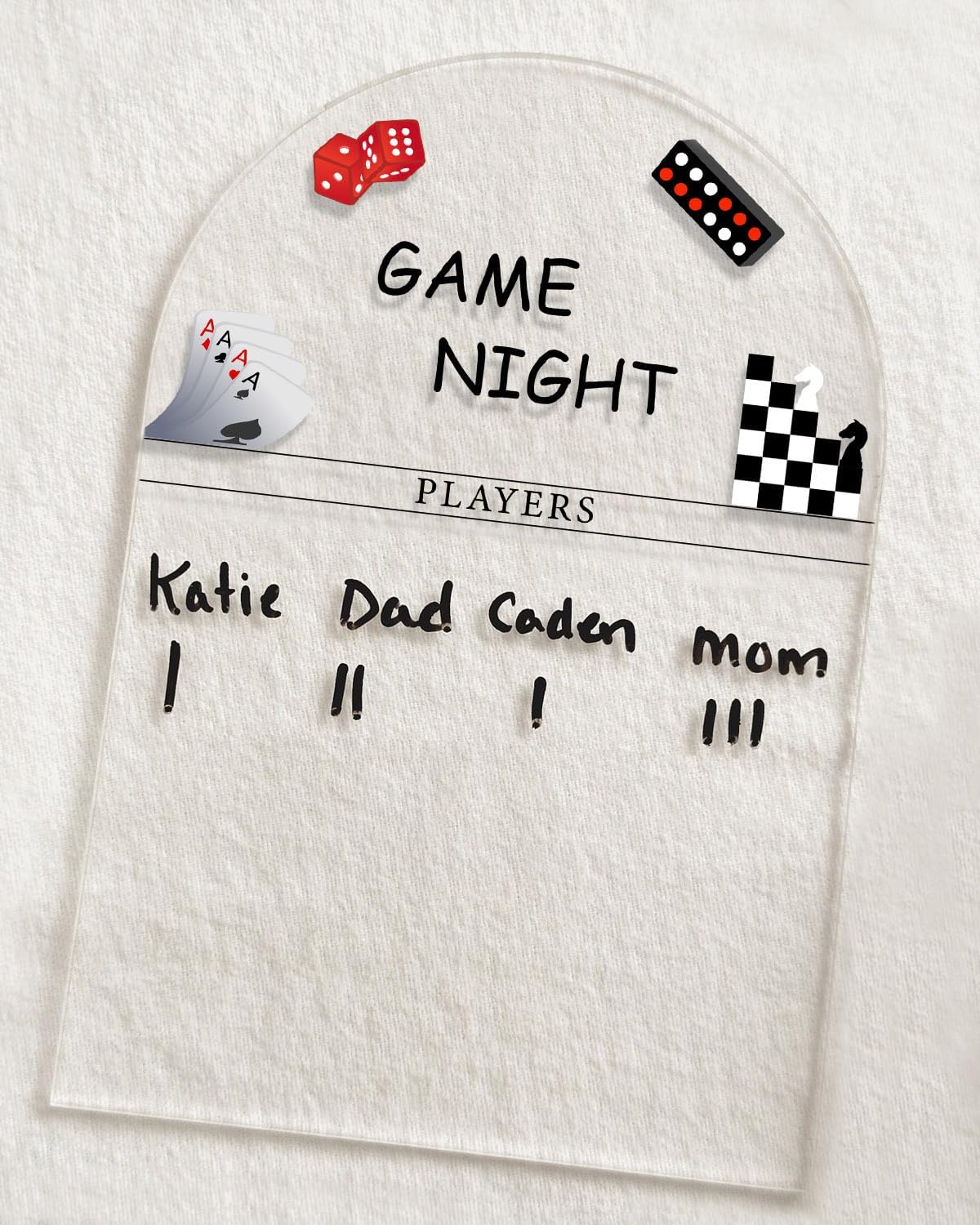 Generic Personalized Game Score Board - Acrylic Engraved Family Game Night Score Tracker,Personalized Gamer Gift, Wedding Gift, Housewarming Gift, Game Night Score Card