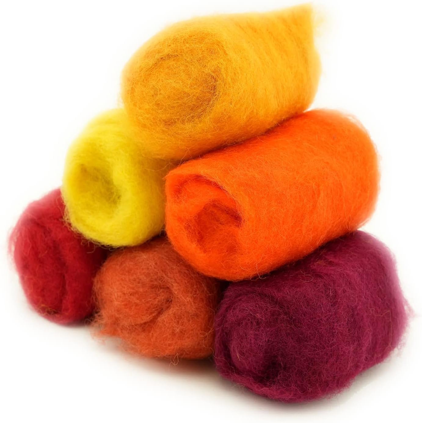 Woolbuddy Wool Roving Kit - Premium Core Wool for Needle Felting, Felting Soap & Tools – Sustainable Roving Wool for Beginners & Adults, Wet Felting Supplies (Red/Orange)