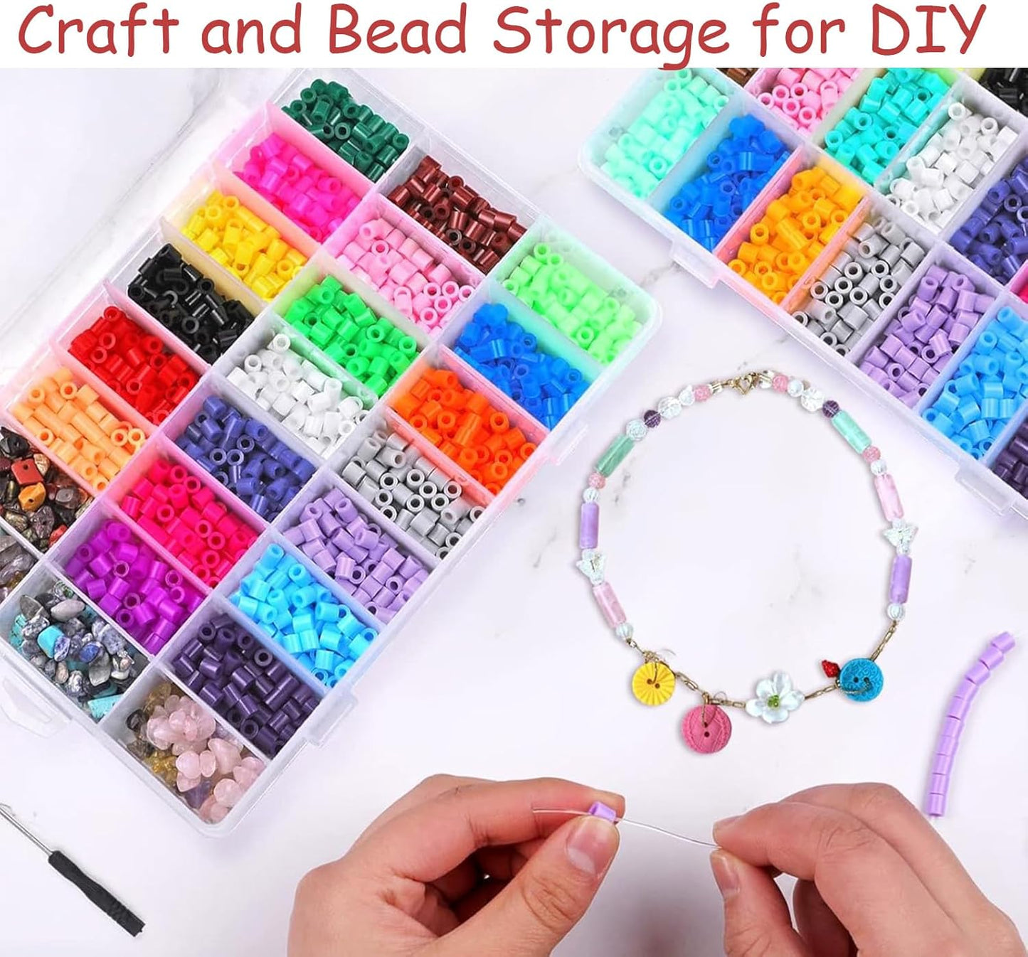 Plastic Organizer Container Box,36 Large Grids Clear Plastic Organizer Boxes with Adjustable Dividers Craft Organizers Box for Bead,Jewelry,DIY Crafts,Art,Small Items Storage (Clear-2pack-72 Grids)