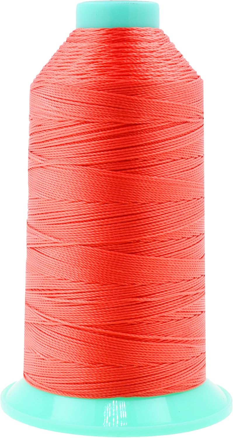 Mandala Crafts Bonded Nylon Thread Coral Heavy Duty Sewing Threads - 800 YDs Size 277 840D T270 Tex 270 Thread for Leather Jeans Weaving Outdoor Marine Upholstery Threads