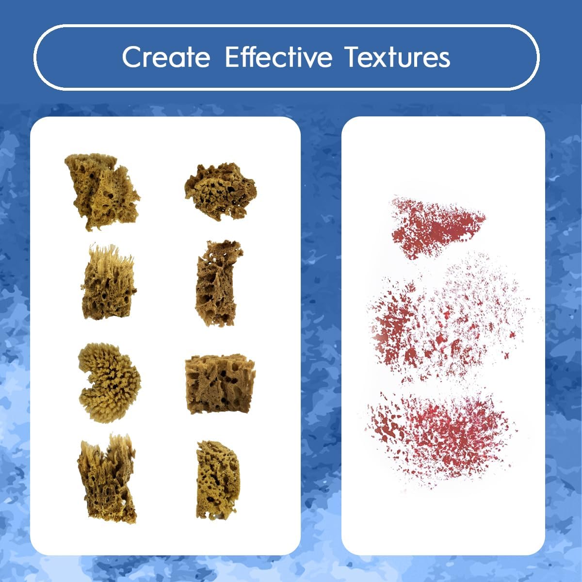 NAROA Artist Natural Sea Sponges for Painting 8 Pack | Unbleached Unique Art Tool Set | Suitable for Acrylic Watercolor, Marbling, Texturing, Pottery, Ceramics