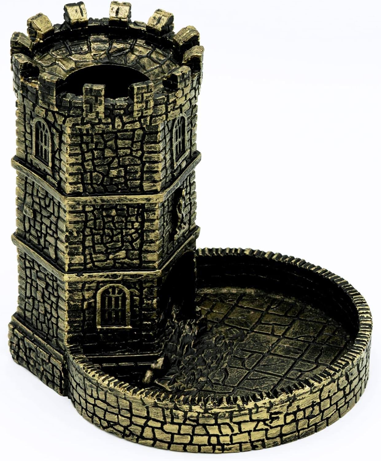 D&D Dice Tower, Castle Dice Rolling Tower for Role Playing Game | Easy Roller Perfect for DND Board Game and RPG (Ancient Golden)