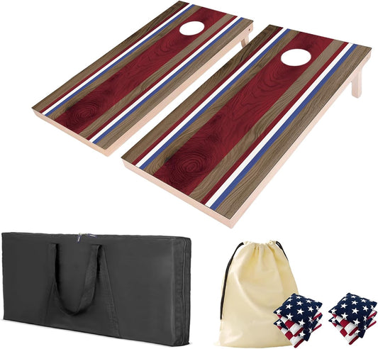 4×2FT Cornhole Board Set,Wooden Corn Hole Games for Adults Bean Bag Toss Game Set, with Corn Hole Bags Set 8,2 Cornhole Boards and a Carrying Case for Wedding/Party/Outdoor/Hiking/Yard