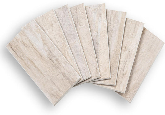 100 Pieces Peel and Stick Backsplash for Kitchen, 3" x 6" PVC Subway Tile Upgraded Grayish Beige with Gray Grout Backsplash Stick on Tile Elevate Kitchen, Bathroom, Fireplace,RV