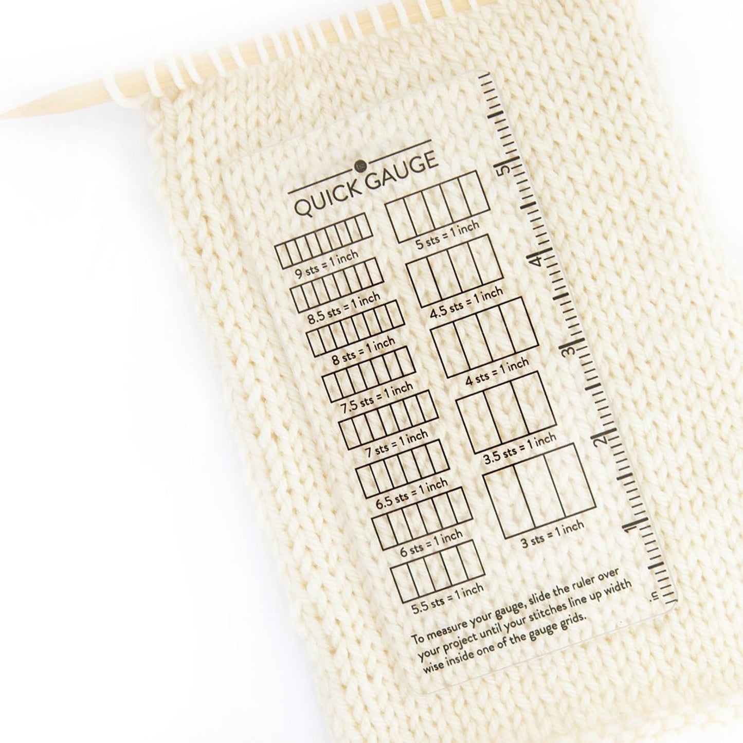 Quick Gauge Ruler, Gauge Ruler for Knitting and Crochet, Scarf Keychain Knitting No Counting Needed, Slide Sewing Rulers and Guides for Fabric Stitch Measuring Crochet Tool(2pcs)