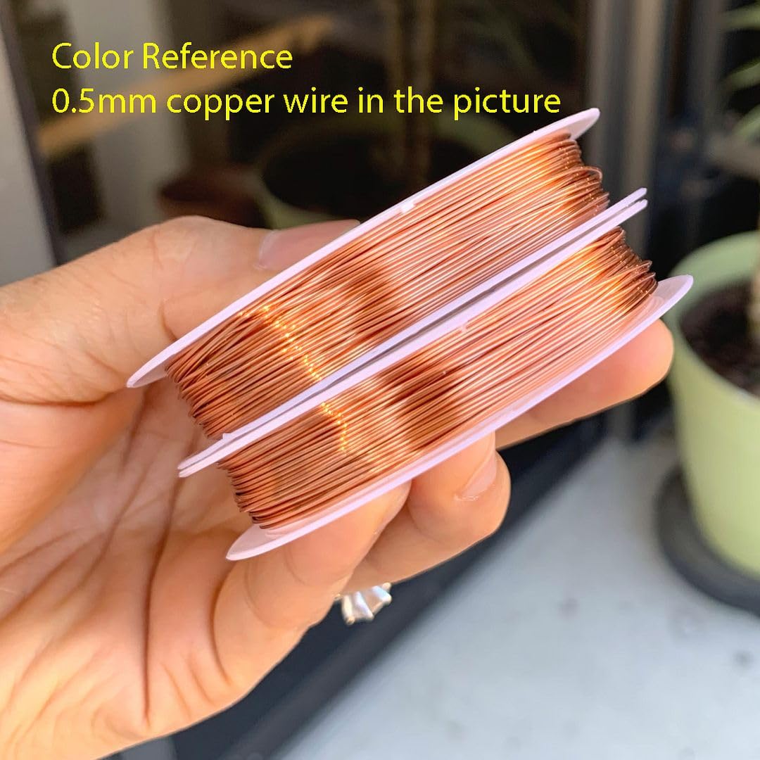 Adabele 147 Feet Premium Tarnish Resistant Round Bare Raw Jewelry Copper Wire Beading Wire Spool Bulk (0.5mm/24 Gauge) for DIY Craft Jewelry Making BF287-5